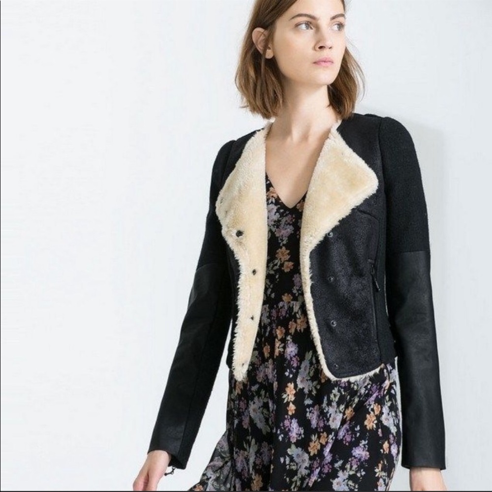 Zara Moto Jacket faux fur leather jacket (trf)